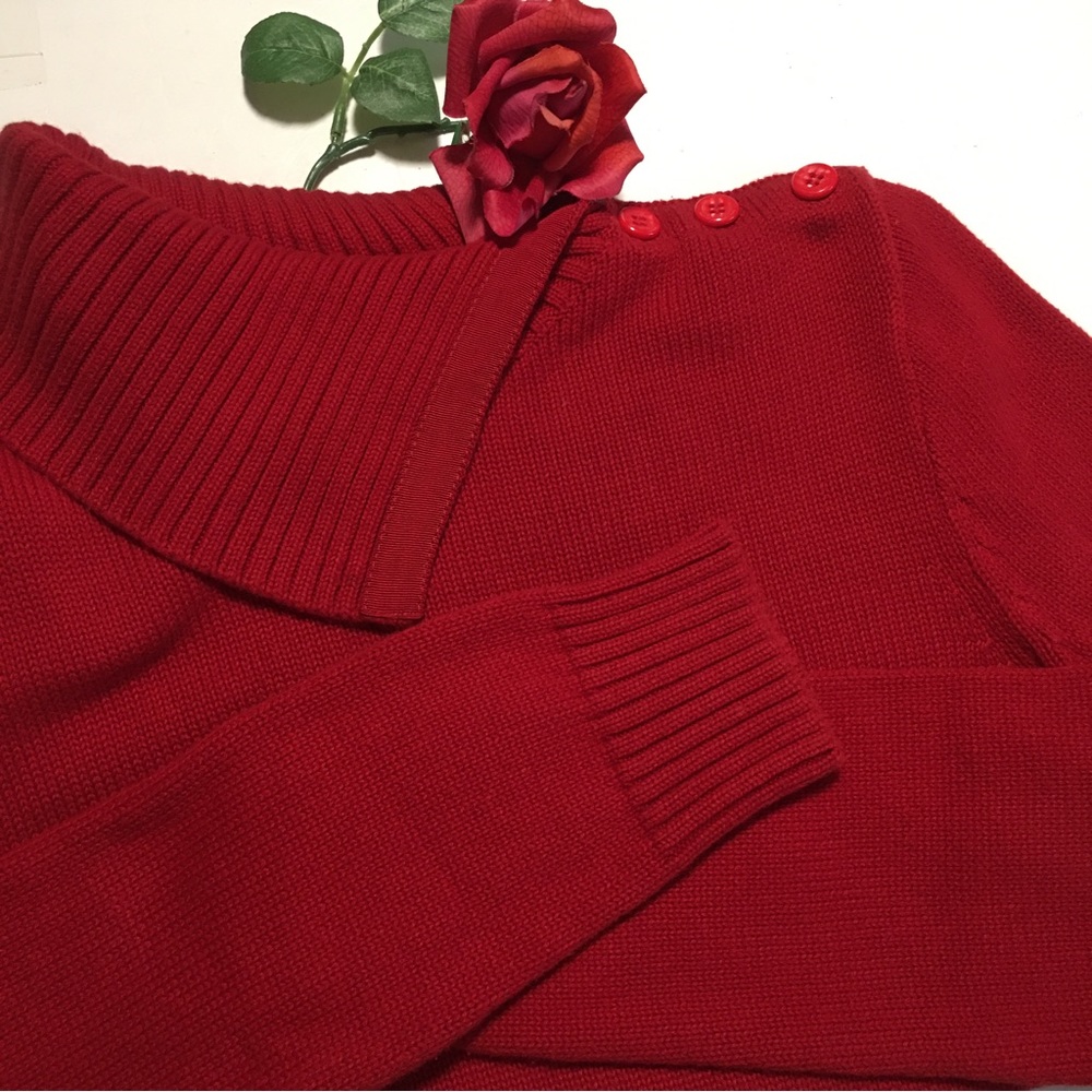 Chaps Red Pullover Cotton Sweater Asymmetrical Lg… - image 4